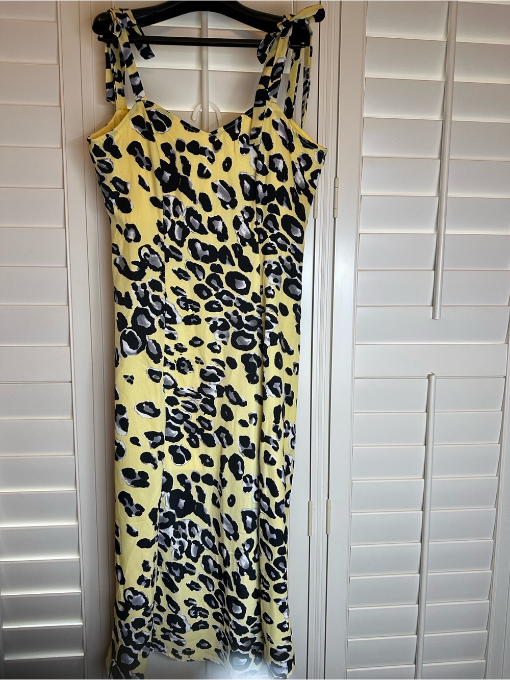 She + Sky Yellow Leopard-Print Maxi Dress with Tie Straps